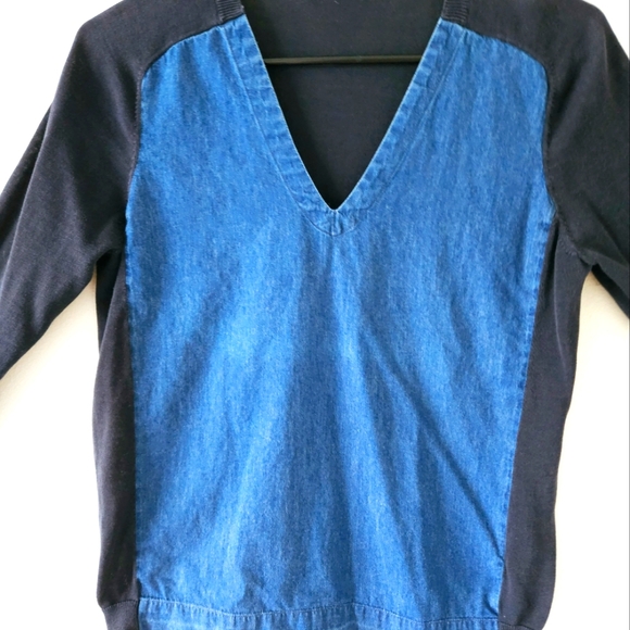 💙 COS 💙denim and black cotton top long sleeves size small 💙 - Picture 5 of 5